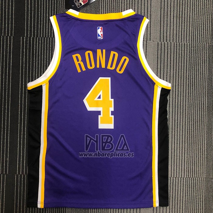 Camiseta Los Angeles Lakers Rajon Rondo NO 4 Statement Edition 2021-22 Violeta